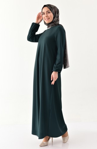 EFE Elastic Sleeve Dress 4141-01 Emerald Green 4141-01