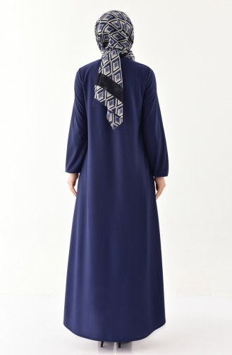 Navy Blue Hijab Dress 4141-03