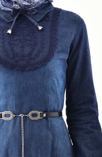 مس فالي فستان جينز بتصميم حزام للخصر 8244-01 لون كحلي 8244-01
