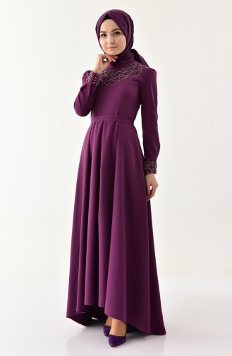 MISS VALLE Pearls Belted Dress 8902-04 Purple 8902-04