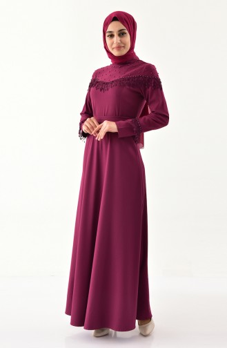 Lace Detailed Belted Dress 2020-03 Plum 2020-03
