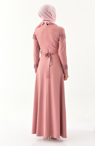 Lace Detailed Belted Dress 2020-04 dry Rose 2020-04