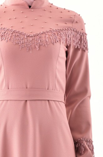 Lace Detailed Belted Dress 2020-04 dry Rose 2020-04