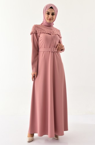 Pearl Belted Dress 2021-02 Dried Rose 2021-02