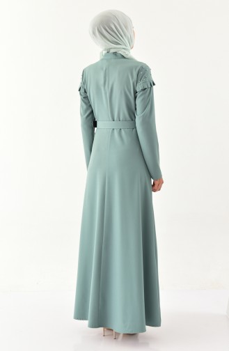 İncili Kemerli Elbise 2021-03 Çağla Yeşili