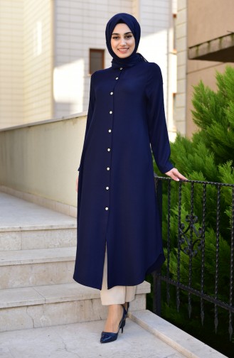 EFE Buttoned Long Tunic 1111-03 Navy Blue 1111-03