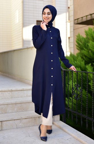 EFE Buttoned Long Tunic 1111-03 Navy Blue 1111-03