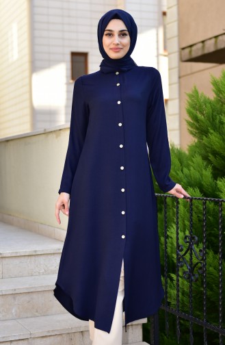 EFE Buttoned Long Tunic 1111-03 Navy Blue 1111-03