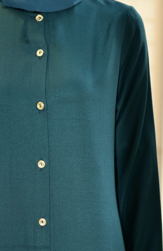 EFE Buttoned Long Tunic 1111-06 Emerald Green 1111-06