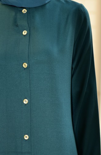 Düğmeli Uzun Tunik 1111-06 Zümrüt Yeşili