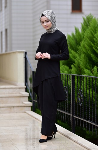 Tunik Pantolon İkili Takım 10107-02 Siyah
