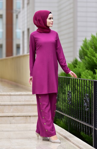 Minahill Lace-up Tunic Trousers Double Suit 10112-01 Plum 10112-01