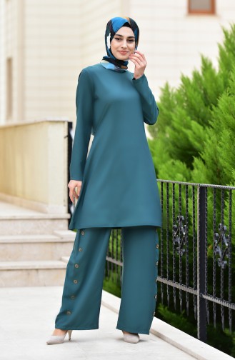 Minahill Lace-up Tunic Trousers Double Suit 10112-05 Emerald Green 10112-05