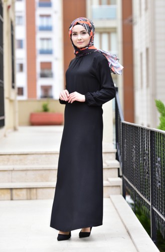 إي أف إي فستان بتصميم أكمام مزمومة 1919-01 لون أسود 1919-01