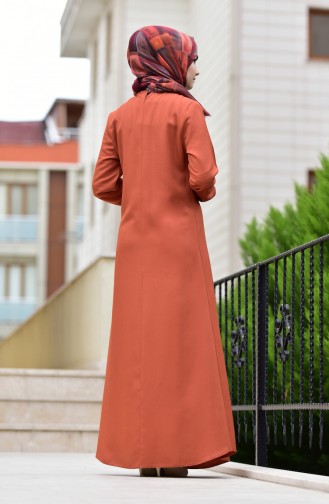 إي أف إي فستان بتصميم أكمام مزمومة 1919-02 لون قرميدي 1919-02