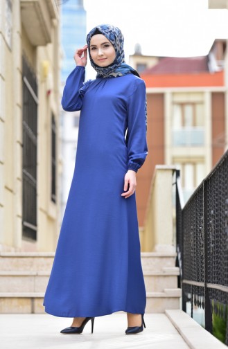 إي أف إي فستان بتصميم أكمام مزمومة 1919-03 لون نيلي 1919-03