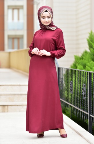 إي أف إي فستان بتصميم أكمام مزمومة 1919-07 لون خمري 1919-07
