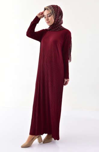 iLMEK Pleated Dress 5217-02 Claret Red 5217-02