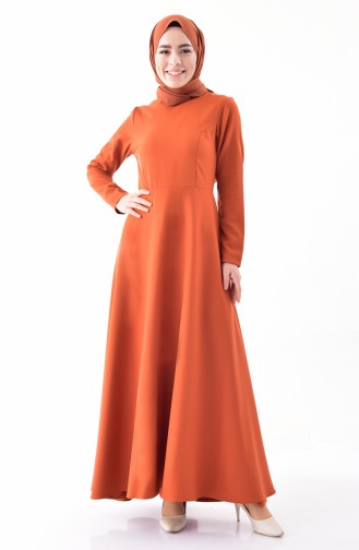 ايلميك فستان بتصميم سادة 5218-05 لون برتقالي 5218-05
