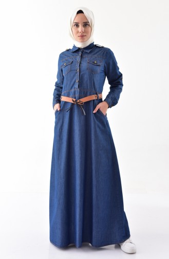 Navy Blue Hijab Dress 6065-01