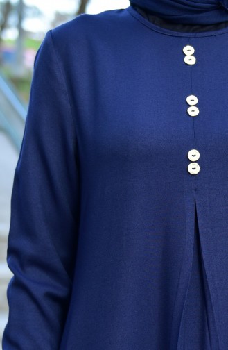 EFE Button Detailed Long Tunic 2222-07 Navy Blue 2222-07