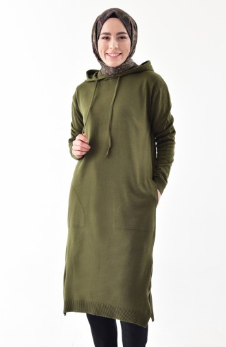 iLMEK Hooded Knitwear Tunic 4117-01 Khaki 4117-01