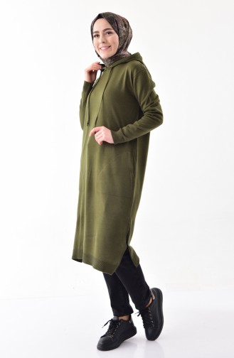 iLMEK Hooded Knitwear Tunic 4117-01 Khaki 4117-01