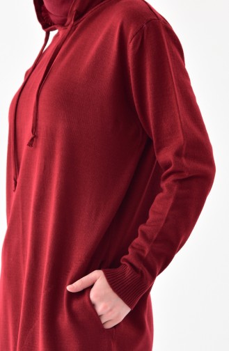 iLMEK Hooded Knitwear Tunic 4117-03 Claret Red 4117-03