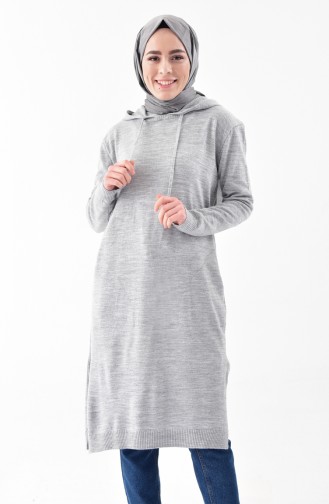 iLMEK Hooded Knitwear Tunic 4117-04 Gray 4117-04