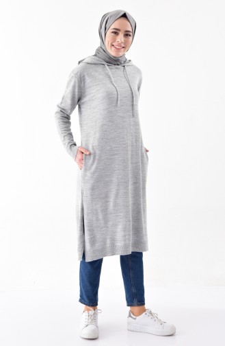 iLMEK Hooded Knitwear Tunic 4117-04 Gray 4117-04