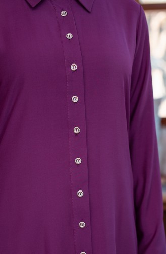 Minahill Buttoned Viscose Tunic 10108-02 Plum 10108-02