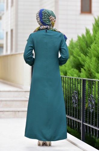 Kolu Lastikli Elbise 1919-06 Zümrüt Yeşili 1919-06