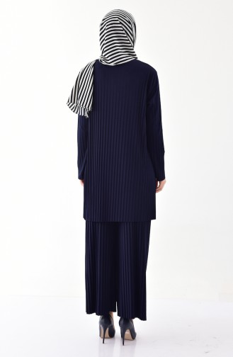 iLMEK Pleated Tunic Pants Double Suit 5219-02 Navy Blue 5219-02