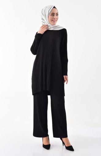 iLMEK Pleated Tunic Pants Double Suit 5219-04 Black 5219-04