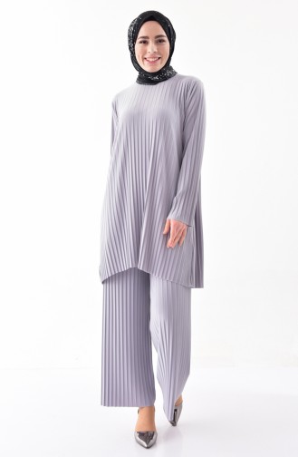 iLMEK Pleated Tunic Pants Double Suit 5219-08 Gray 5219-08