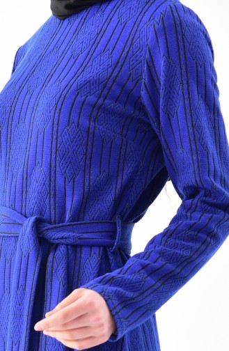 دلبر فستان بتصميم مطبع وحزام للخصر 1109-01 لون ازر 1109-01