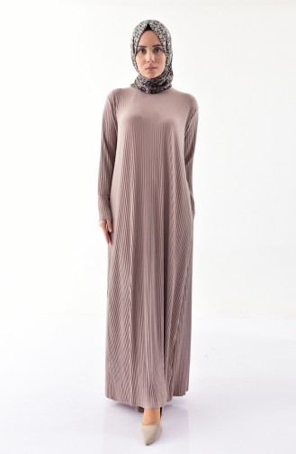 ايلميك فستان بتصميم طيات 5217-04 لون بني مائل للرمادي 5217-04