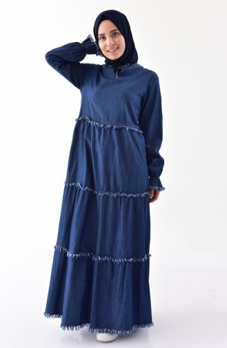Dunkelblau Hijab Kleider 6121-02