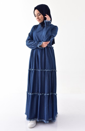 Dunkelblau Hijab Kleider 6121-02