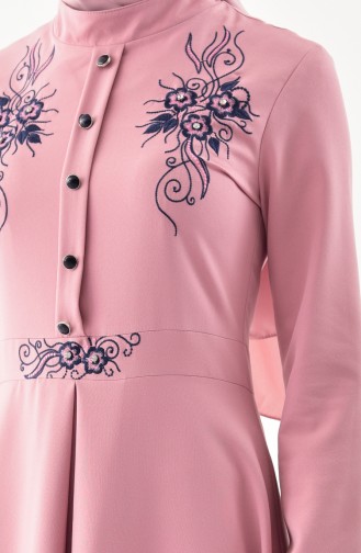 MISS VALLE Embroidery Detail Stone Dress 8857-05 dry Rose 8857-05