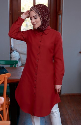 Düğmeli Tunik 2501-11 Bordo