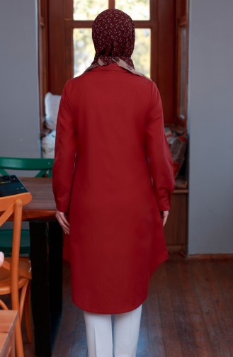 Düğmeli Tunik 2501-11 Bordo