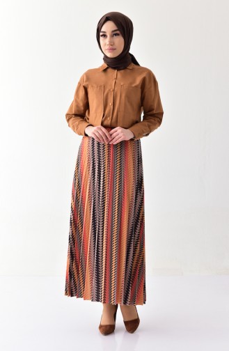 Pleated Skirt 1009-01 Mink Mustard 1009-01