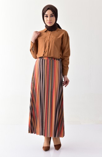 Pleated Skirt 1009-01 Mink Mustard 1009-01