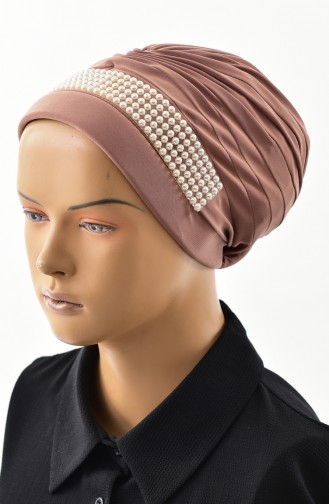 Abiye İncili Hazır Türban Bone 1028-02 Bej 1028-02
