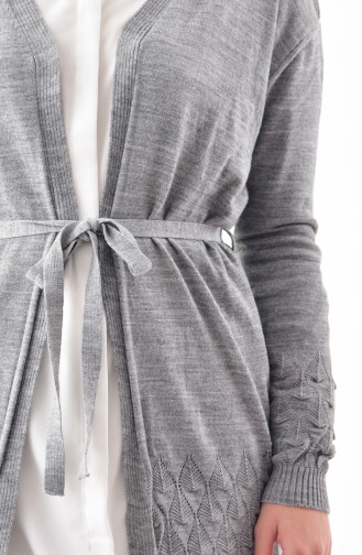 Knitwear Belted Cardigan 9003-03 Gray 9003-03