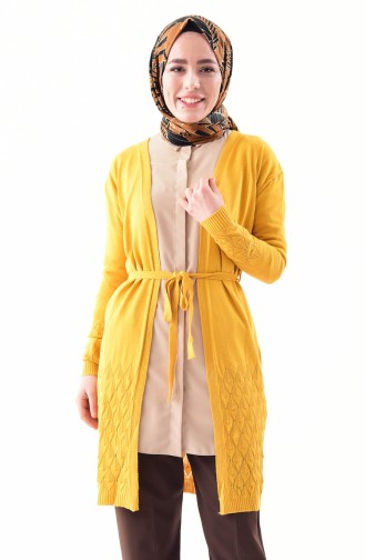 Knitwear Belted Cardigan 9003-04 Mustard 9003-04