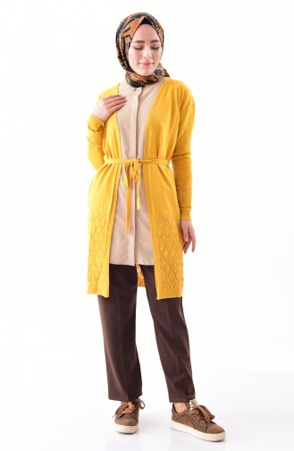 Knitwear Belted Cardigan 9003-04 Mustard 9003-04