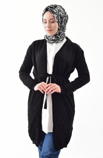 Knitwear Belted Cardigan 9003-05 Black 9003-05
