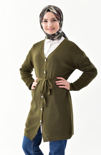 Knitwear Buttoned Cardigan 9004-01 Khaki 9004-01